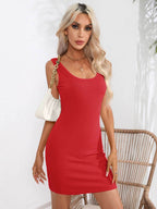 Scoop Neck Sleeveless Bodycon Dress - Delanoir