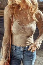 Surplice Cami and Lace Long Sleeve Cover Up Set - Delanoir