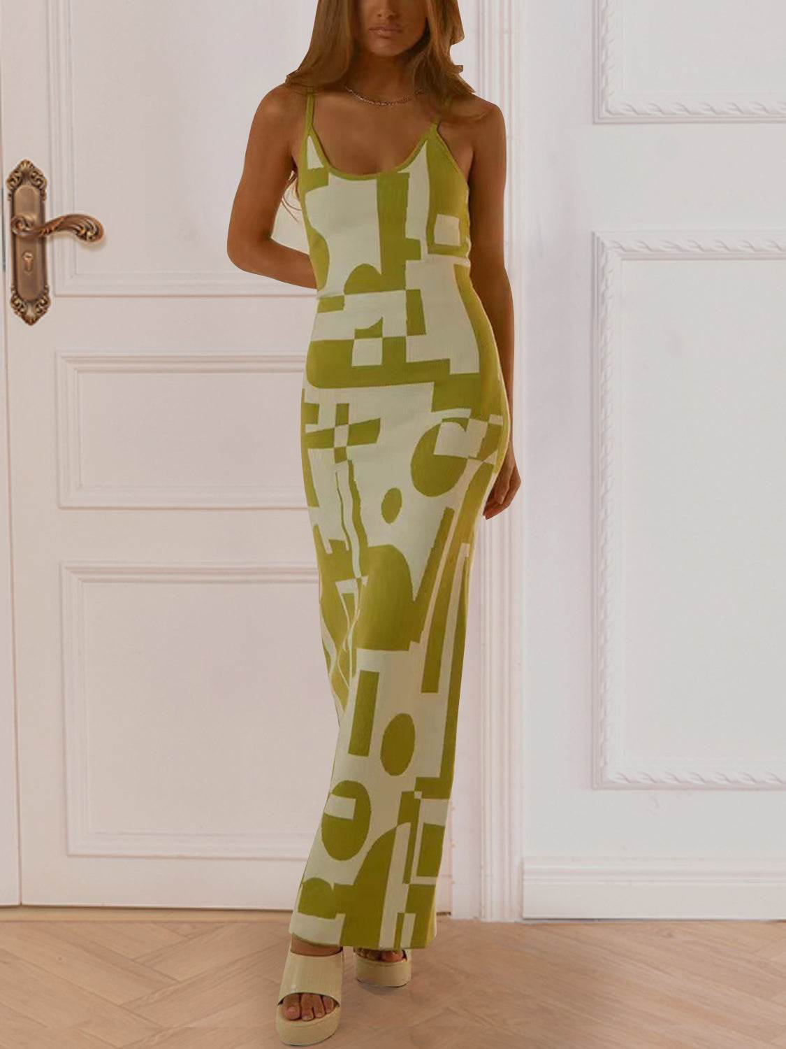 Spaghetti Strap Maxi Sweater Dress - Delanoir
