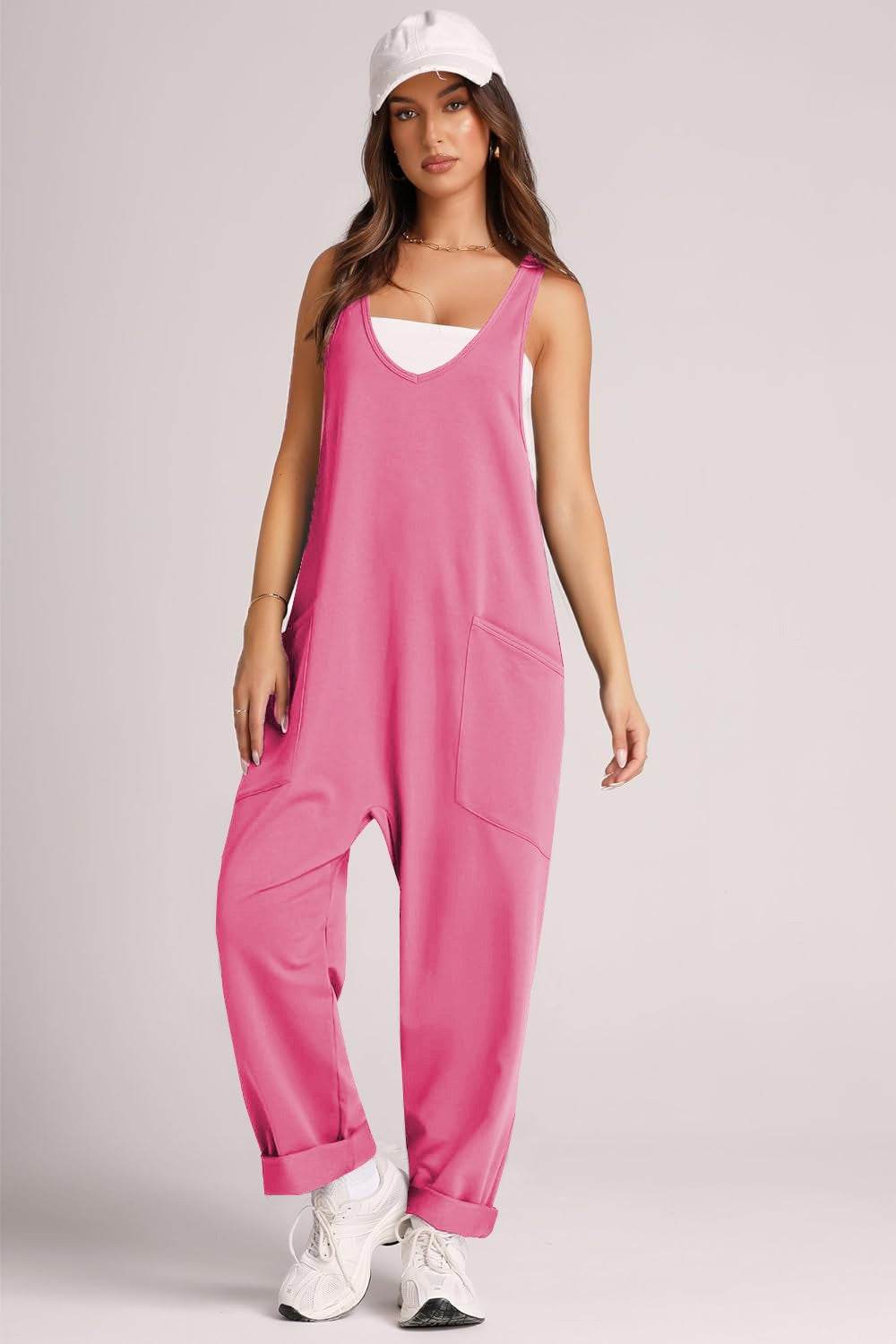 Lovelet Wide Strap Jumpsuit with Pockets - Delanoir