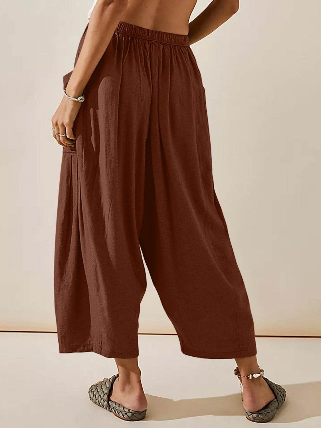 Full Size Wide Leg Pants with Pockets - Delanoir