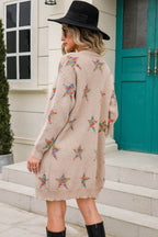 Angel Wings Star Open Front Long Sleeve Cardigan - Delanoir