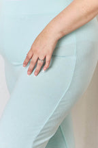 RISEN Full Size High Waist Ultra Soft Knit Flare Pants - Delanoir