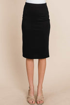 BOMBOM Elastic Waist Pencil Skirt - Delanoir