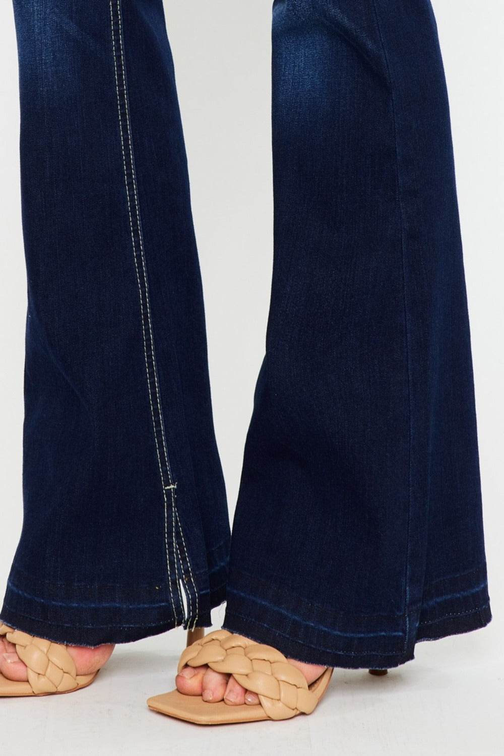 Kancan Mid Rise Slim Flare Jeans - Delanoir