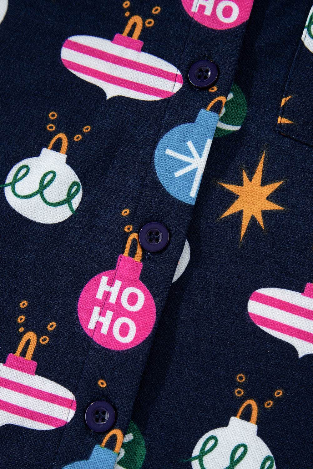 Christmas Lights Print Collared Neck Top and Pants Set - Delanoir