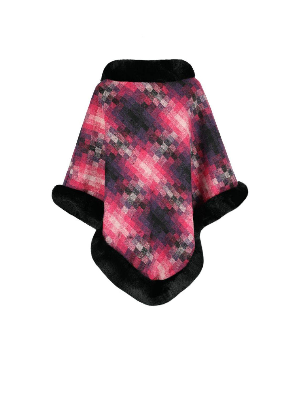 Faux Fur Trim Poncho - Delanoir