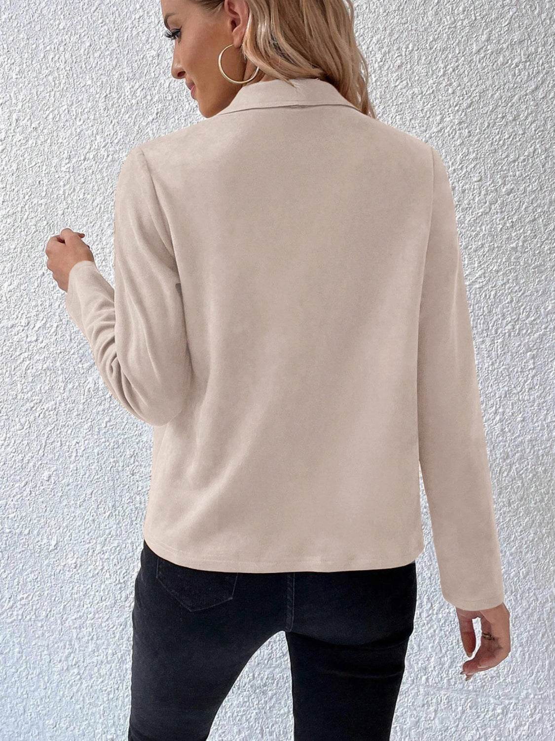 Collared Neck Long Sleeve Jacket - Delanoir