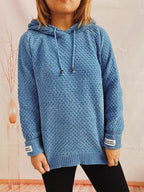 Drawstring Long Sleeve Hooded Sweater - Delanoir