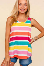 Haptics Round Neck Striped Knit Tank - Delanoir