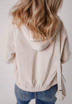 Pocketed Zip Up Long Sleeve Hooded Jacket - Delanoir