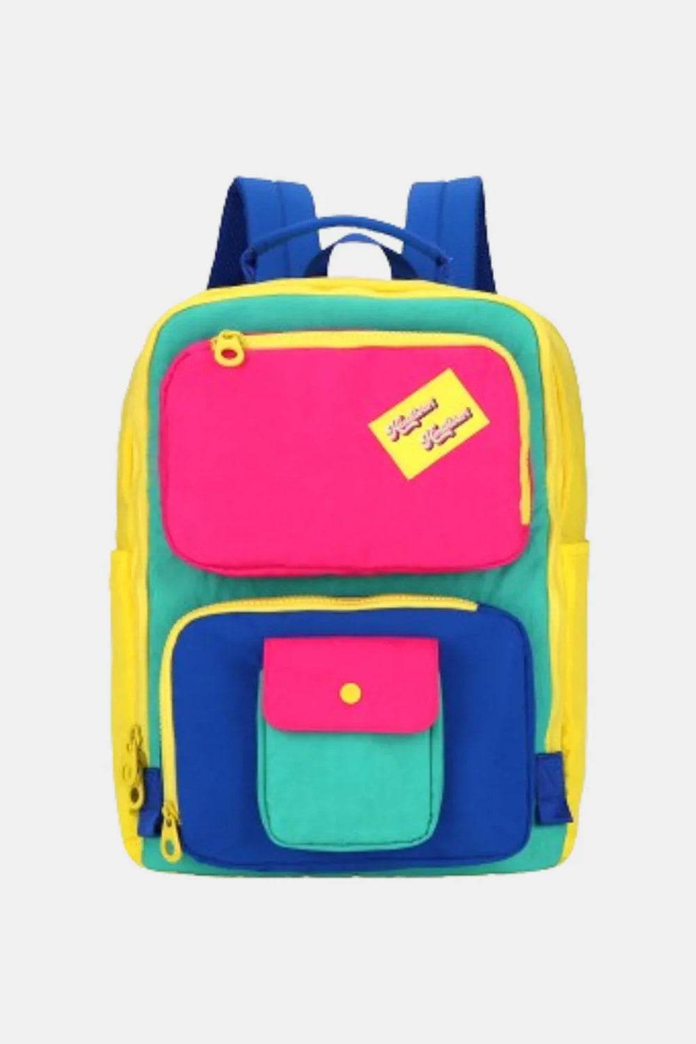 Himawari Contrast Nylon Backpack Bag with Handles - Delanoir