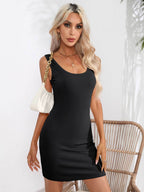 Scoop Neck Sleeveless Bodycon Dress - Delanoir