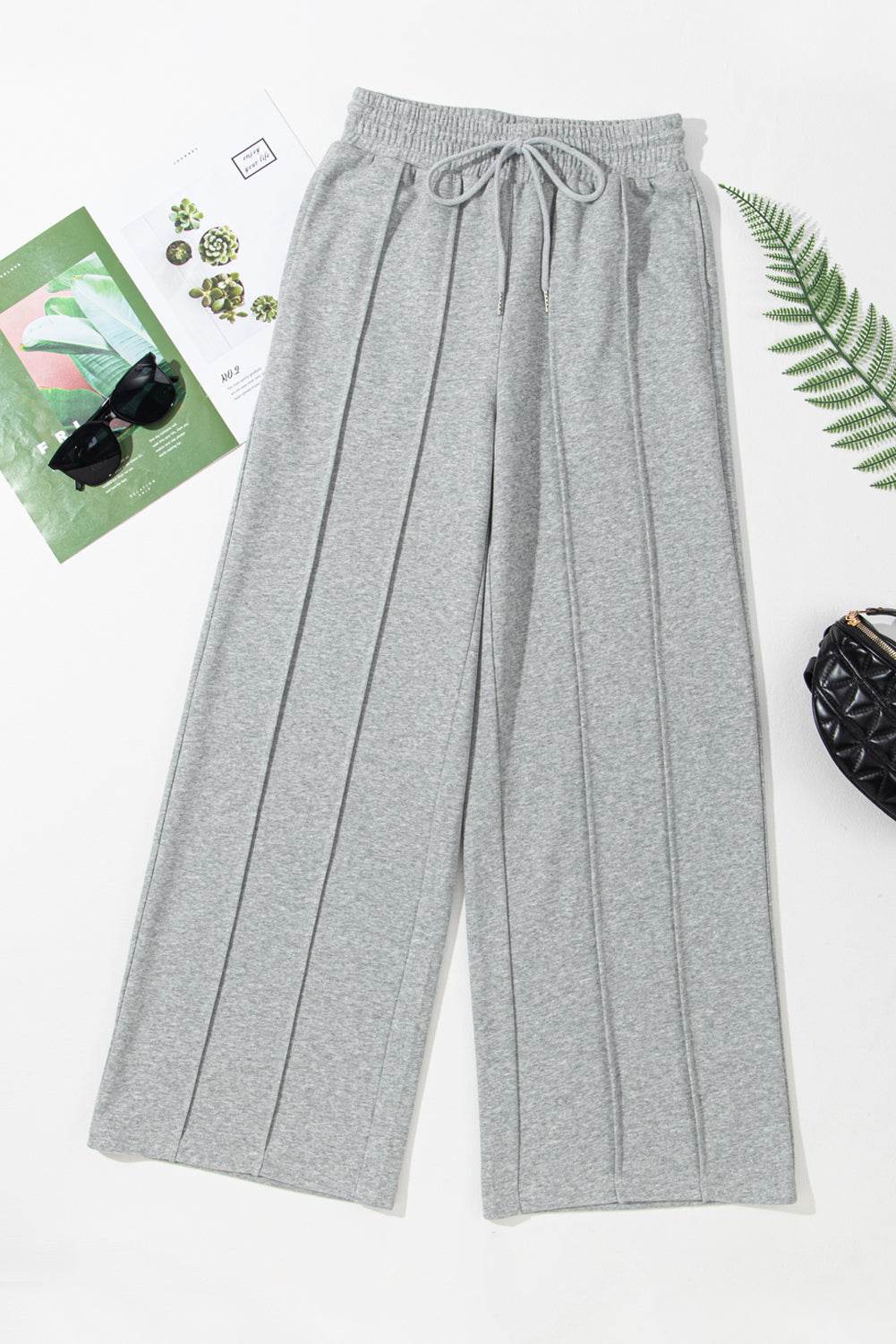 Drawstring Wide Leg Active Pants - Delanoir