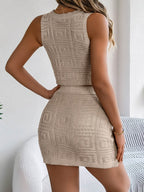 Twisted Round Neck Sleeveless Top and Skirt Sweater Set - Delanoir