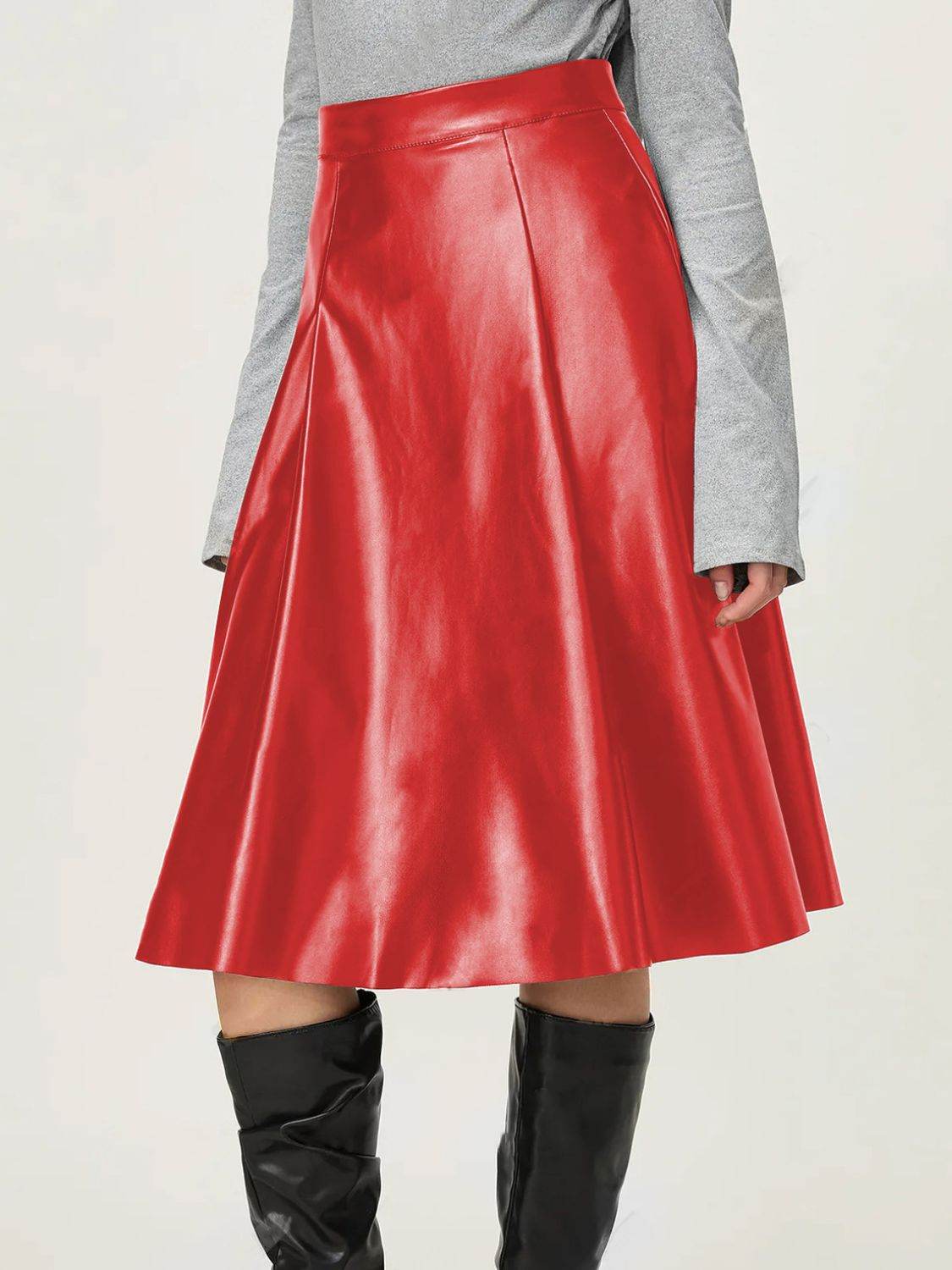 High Waist Skirt with Zipper - Delanoir