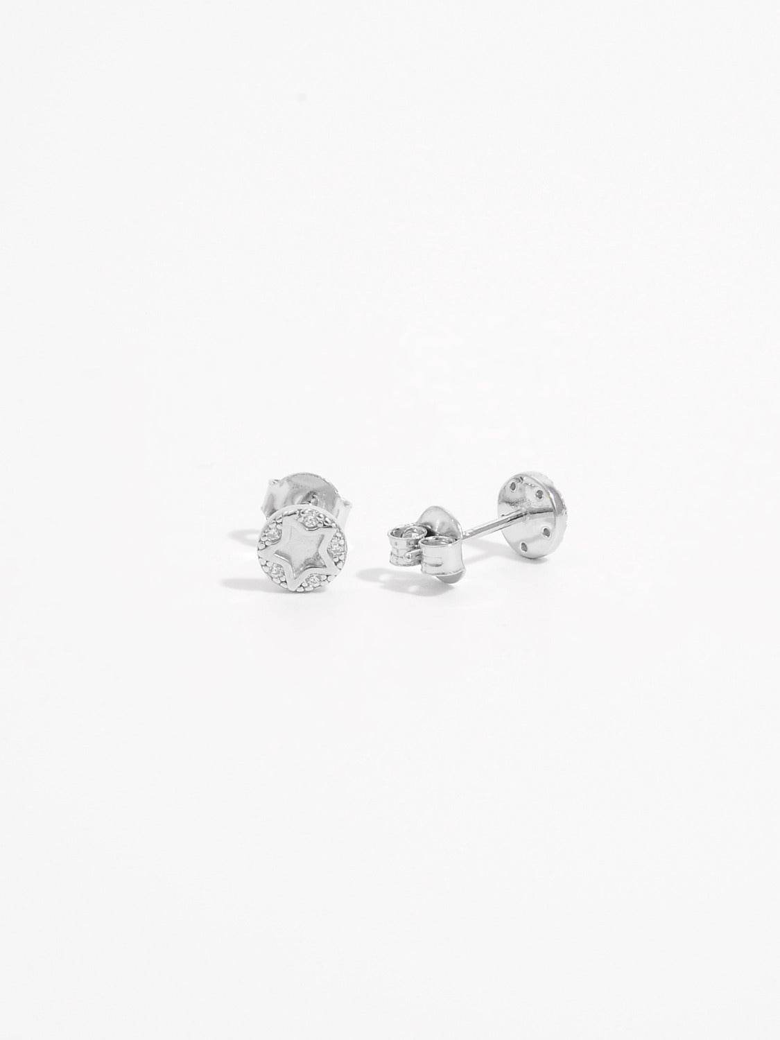 925 Sterling Silver Zircon Star Stud Earrings - Delanoir