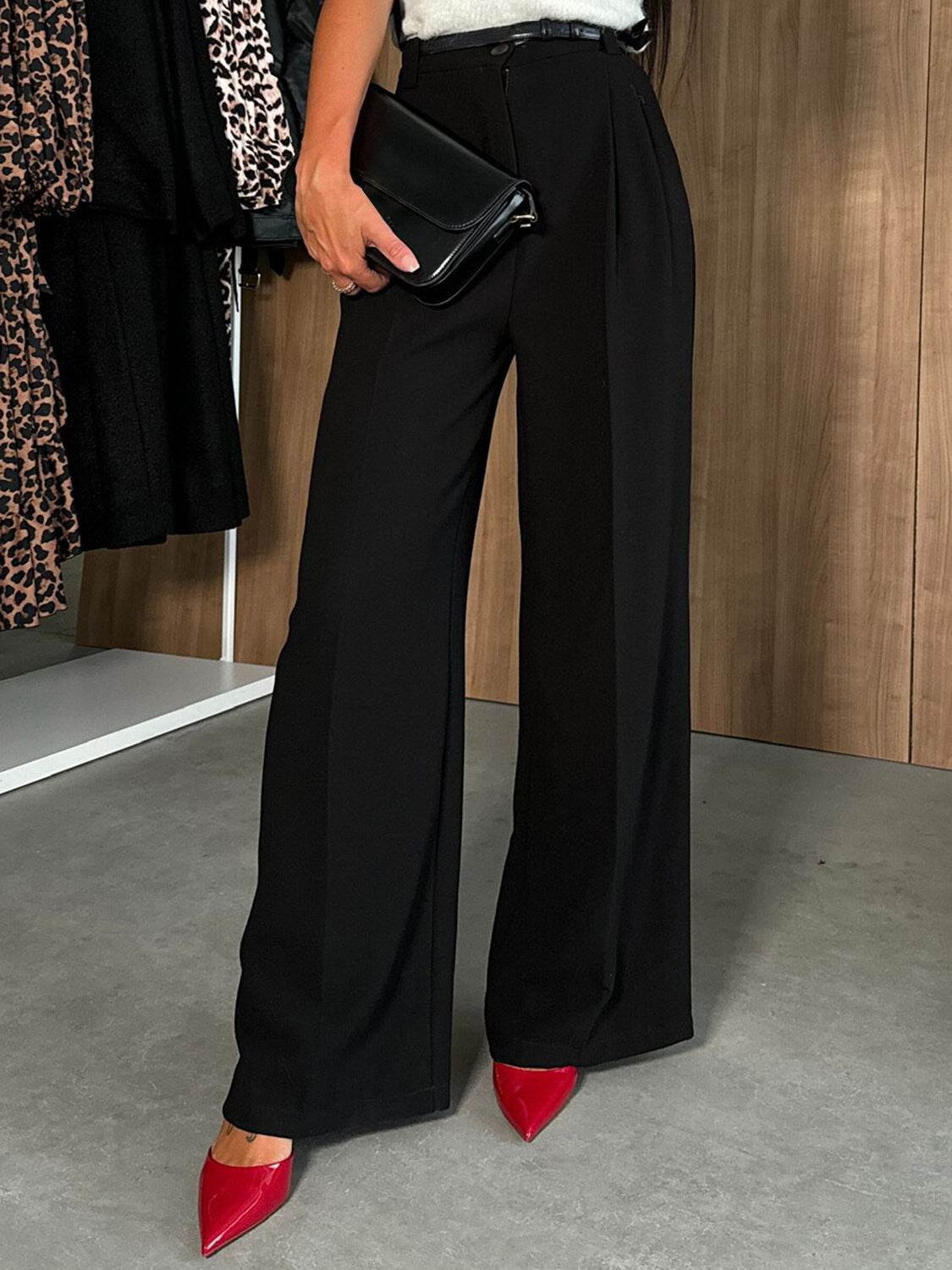 High Waist Wide Leg Pants - Delanoir