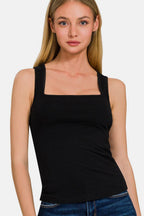 Zenana Square Neck Cropped Tank - Delanoir