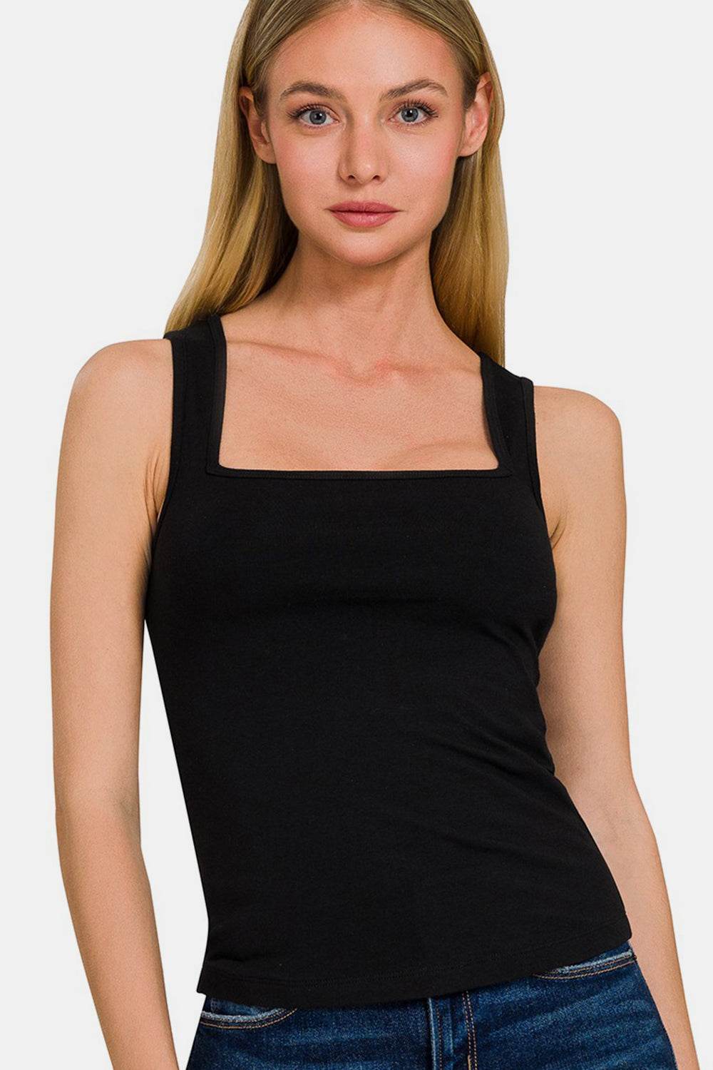 Zenana Square Neck Cropped Tank - Delanoir