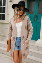 Angel Wings Star Open Front Long Sleeve Cardigan - Delanoir
