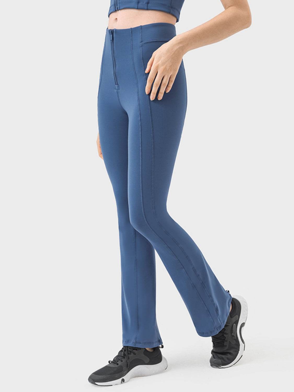 Millennia Zipper Detail High Waist Active Pants - Delanoir