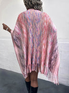 Heathered Fringe Hem Poncho - Delanoir