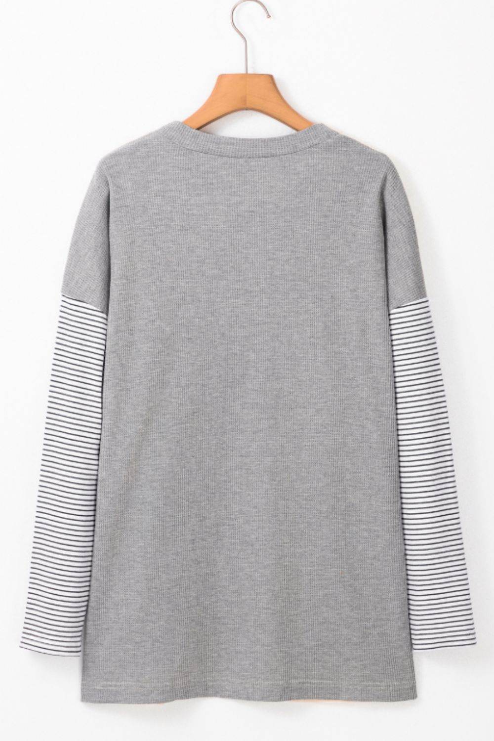 Open Front Long Sleeve Striped Cardigan with Pockets - Delanoir