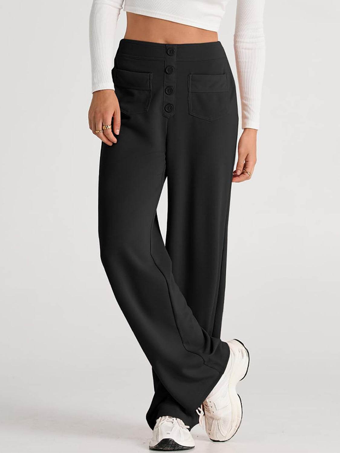 High Waist Wide Leg Pants - Delanoir