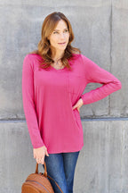 Basic Bae Full Size V-Neck Long Sleeve Top - Delanoir