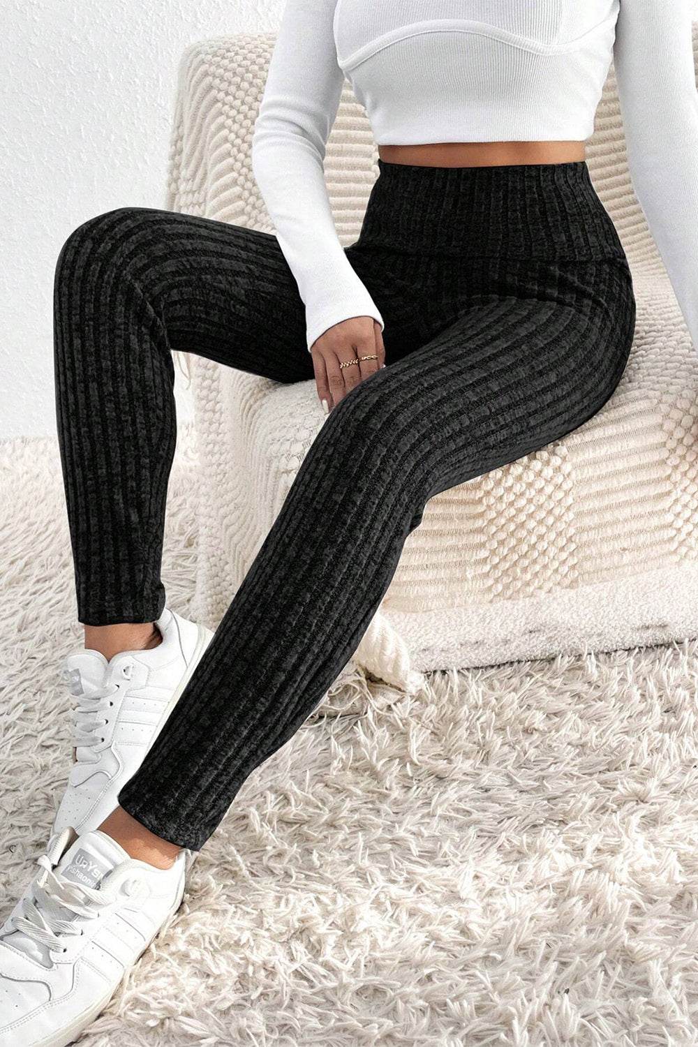 Ribbed High Waist Leggings - Delanoir