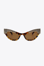 UV400 Rhinestone Trim Cat-Eye Sunglasses - Delanoir