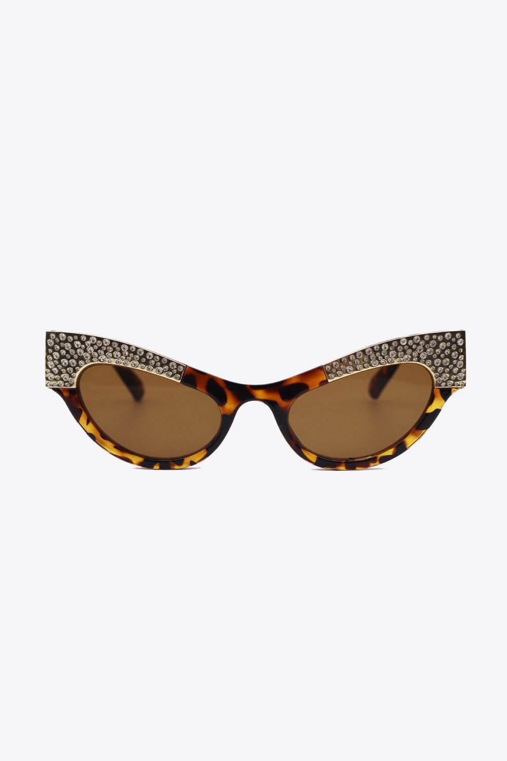 UV400 Rhinestone Trim Cat-Eye Sunglasses - Delanoir