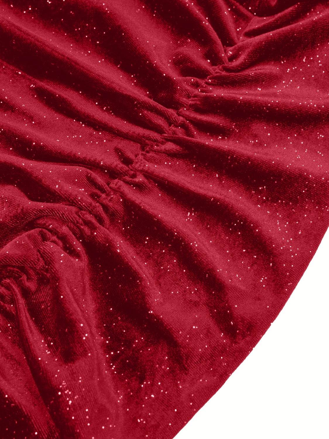 Glitter Ruched Cowl Neck Wrap Dress - Delanoir