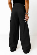 Ruched Wide Leg Pants with Pockets - Delanoir