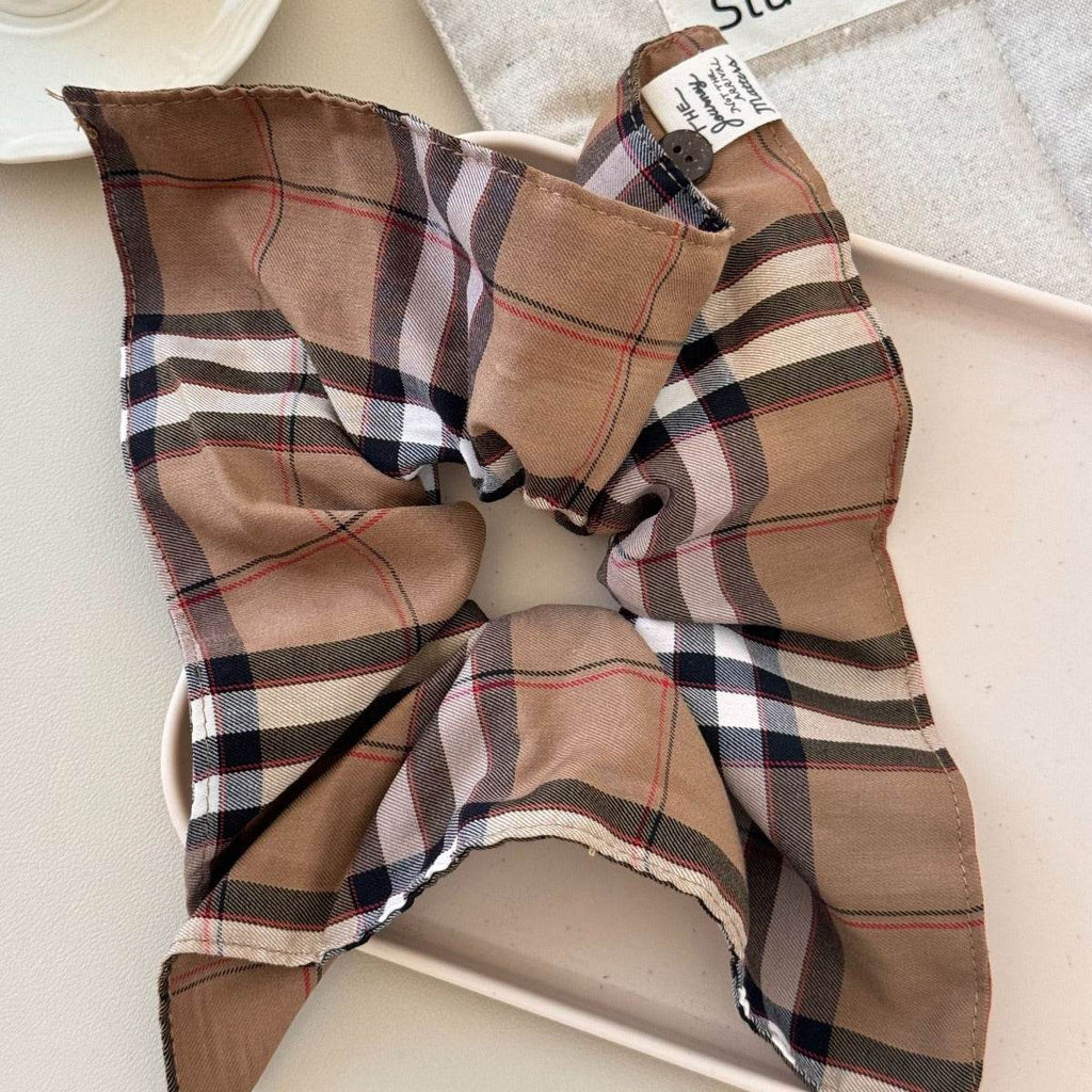 Contrast Plaid Elastic Hair Scrunchy - Delanoir