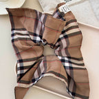 Contrast Plaid Elastic Hair Scrunchy - Delanoir