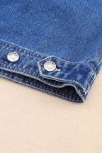 Collared Neck Button Up Denim Jacket - Delanoir