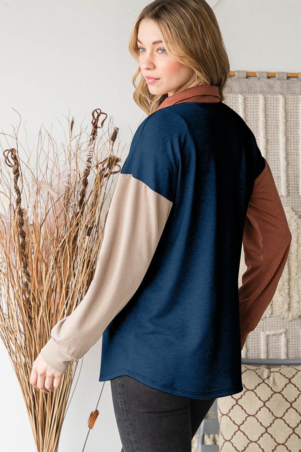 Heimish Full Size Color Block Button Down Shirt - Delanoir