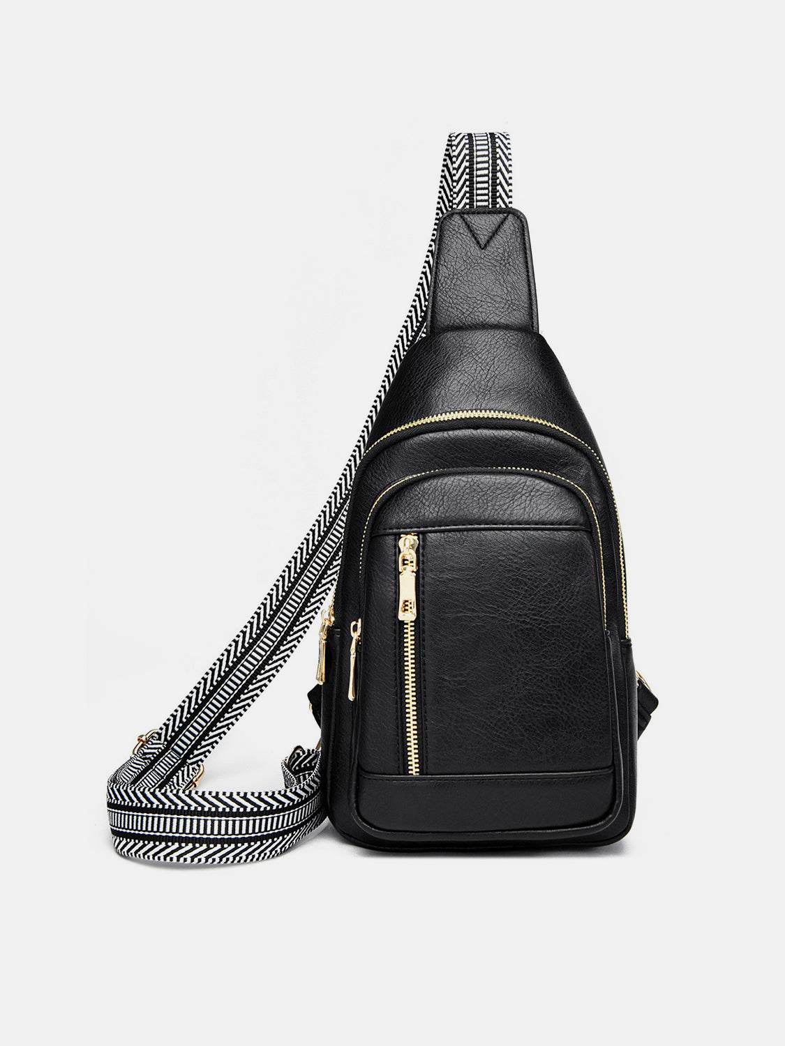 PU Leather Adjustable Strap Crossbody Bag - Delanoir