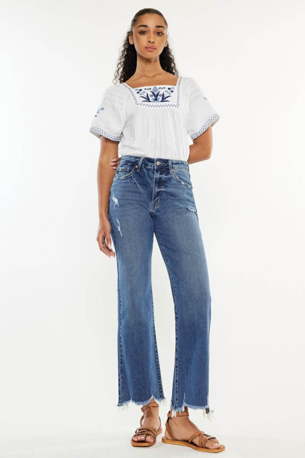 Kancan Full Size High Rise Slim Wide Leg Jeans - Delanoir