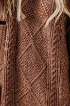 Cable-Knit Round Neck Sweater Dress - Delanoir