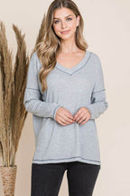Reborn J V Neck Long Sleeve Top - Delanoir