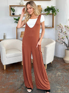 Double Take Full Size Sleeveless Wide Leg Jumpsuit with Pockets - Delanoir
