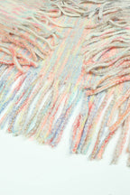 Open Front Fringe Hem Poncho - Delanoir