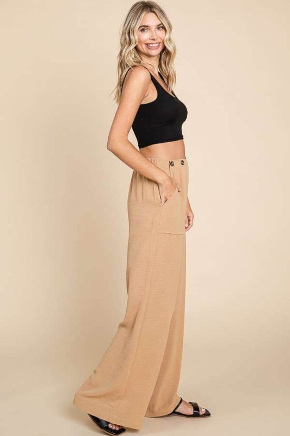 Culture Code Full Size High Waist Wide Leg Cargo Pants - Delanoir