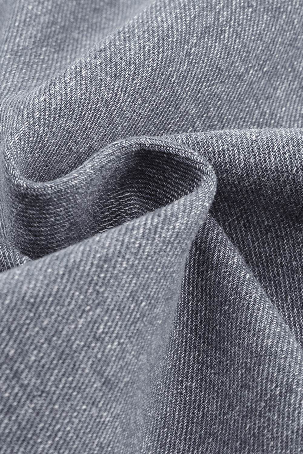 Collared Neck Button Up Denim Jacket - Delanoir