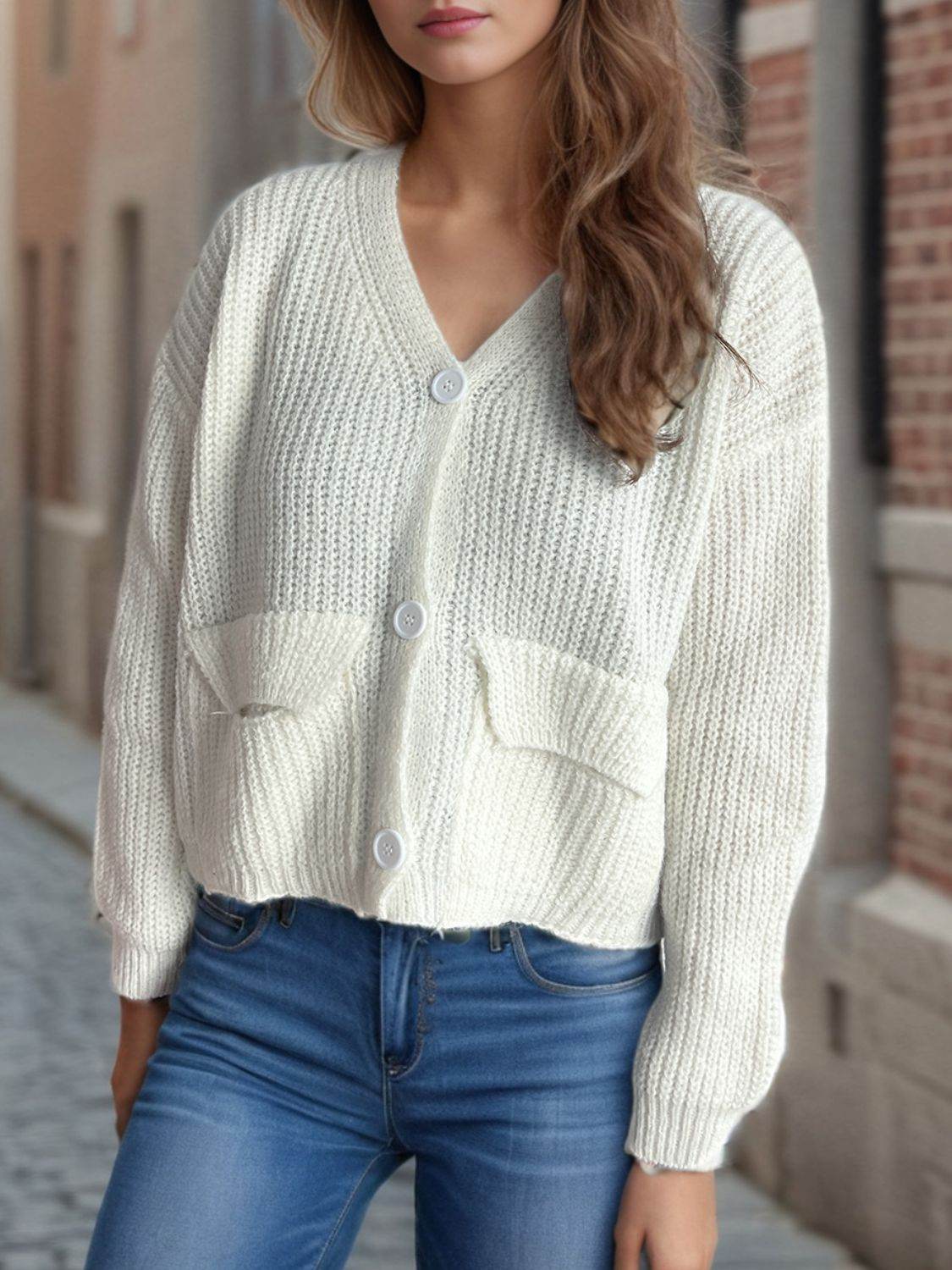 Button Down Long Sleeve Cardigan - Delanoir