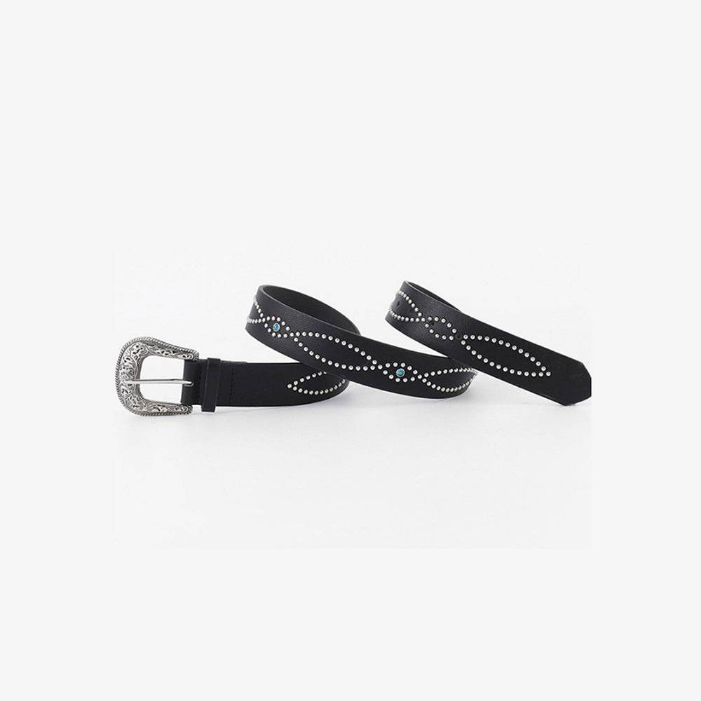 PU Leather Rhinestone Belt - Delanoir
