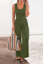 Full Size Scoop Neck Wide Strap Jumpsuit - Delanoir